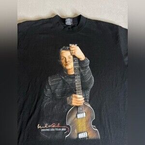 Vintage 2002 Paul McCartney Driving USA Tour Shirt Black Size L